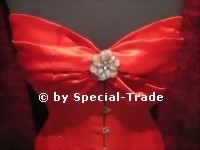 corset top with brooche, satin red