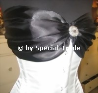 corset top with brooche, satin black