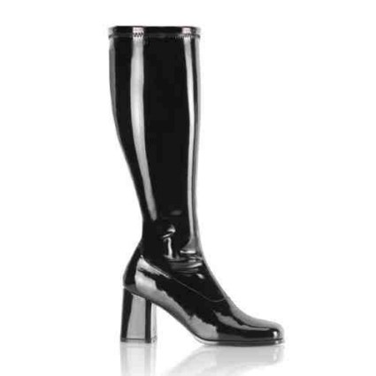 patent leather black heel ladies boots